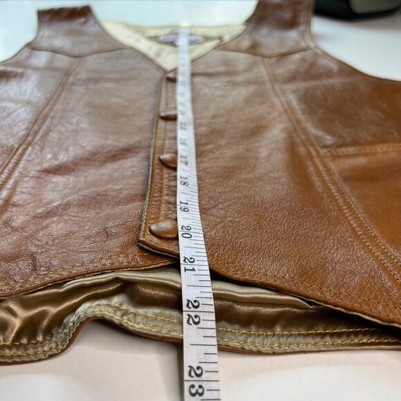 Baja California Vintage Faux-Leather Western Vest Brown Sleeveles Pocket Size XL - Picture 8 of 12